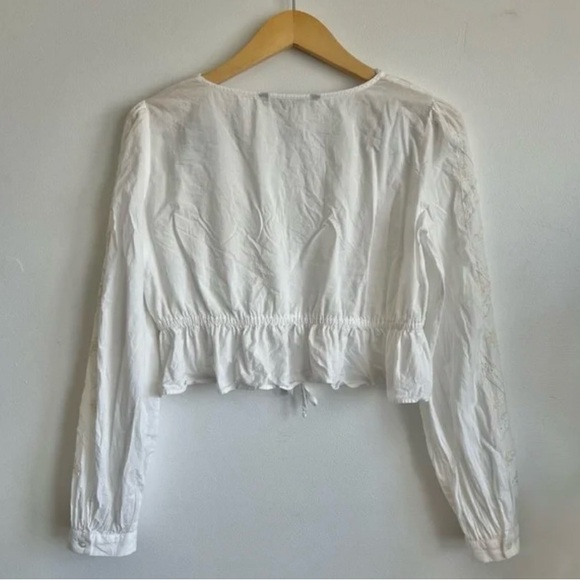 Zara Embroidered Floral Peplum V-Neck Crop Top Size M/L NWOT - Picture 5 of 8